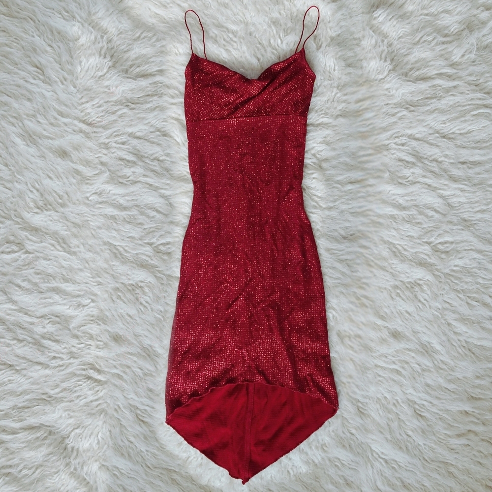 Wet Seal Sparkling Red High Low Cocktail Dress Size Small - Picture 3 of 6